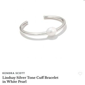 Lindsay Silver Tone Cuff Bracelet in White Pearl